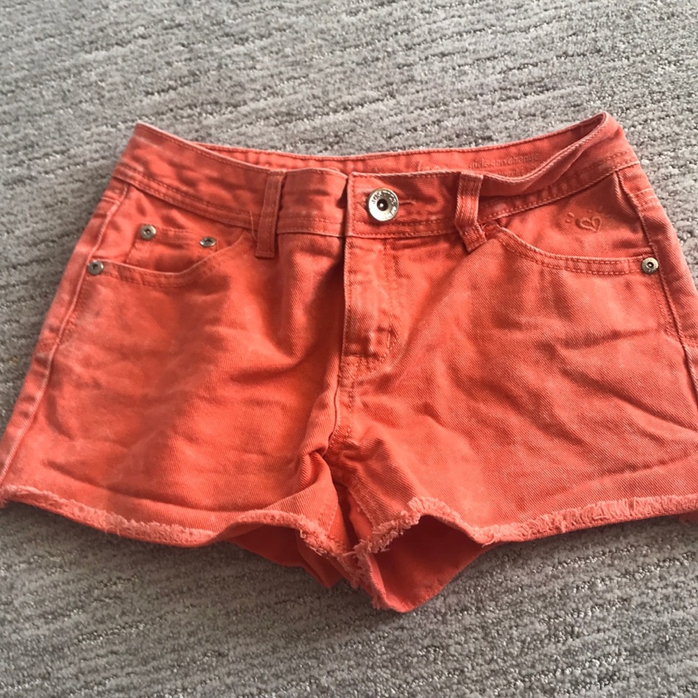 justice orange girls jean shorts